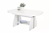 Hela Tische, Funktionscouchtisch Colin, Holzwerkstoff melaminbeschichtet, Dekor Weiß, Ablageboden, ausziehbar 107-156, höchenverstellbar mit Lift 53-69cm