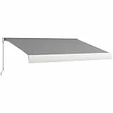 Outsunny Gelenkarmmarkise Elektrische Markise mit Handkurbel Fernbedienung Automatisch Balkonmarkise Vollkassettenmarkise Sonnenmarkise Kassettenmarkise Sonnenschutz 395 x 300 cm Hellgrau