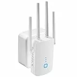 MEETOWN WLAN Verstärker, Dual Band WLAN Repeater 5GHz 2.4GHz 1200Mbit/s WiFi Verstärke, Unterstützung WPS, Kompatibel Allen Standard WiFi Routern, Deckt bis zu 9200Sq und 30 Geräte ab