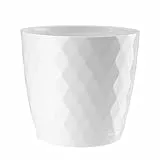 VERDENIA Cristal Blumentopf Leichter Blumenkübel Balkonblumentopf Dekorativer Topf für Pflanzen für Innen und Außenbereich Pflanztopf aus Kunststoff Runder Viele Farben 14cm Weiß