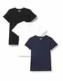 berydale Damen T-Shirt Bd158, Weiß/Dunkelblau/Schwarz - 3er Pack, M