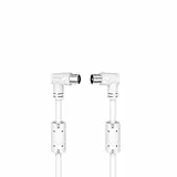 Hama TV-Antennenkabel, abgewinkelt, Koaxialkabel (Satellitenkabel, M/F, 2 x 90 °, 3 m, dreifach geschirmt, 90 dB, Ferritring, TV-Anschluss an Wandstecker oder Decoder), Weiß