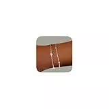 Stapelbare Layered Herz Silber Armbänder für Damen, Glänzer Sterling Silber 925 CZ Stein Zirkono Armband mit Herz Doppel Layering Stapel Armband Schmuck Ketten Freundschaftsarmbänder Damen Frauen