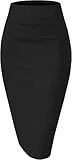 Girstunm Damen lässiger Bleistiftrock schlanker kurzer Rock Sommer hohe Taille Stretch kurzer Rock mit Schlitz Schwarz XX-Large