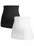 Herzmutter Bauchband-Tube-Nierenwärmer - 2er-Set - Baumwolle - Schwangerschaft-Umstandsmode - Rückenwärmer-Shirtverlängerung - 6300 (Schwarz/Weiß, S)