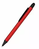 Online Kugelschreiber Alu Stylus Rot, Druckkugelschreiber aus Aluminium, auswechselbare Großraum-Mine, Schreibfarbe blau, mit Softtouch Feeling, Stift mit Touchpen, 1 Stück