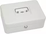 Wedo 145300X Geldkassette (aus pulverbeschichtetem Stahl, versenkbarer Griff, 5-Fächer-Münzeinsatz, Sicherheits-Zylinderschloss, 25 x 18 x 9 cm) weiß