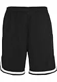 Urban Classics Herren Stripes Mesh Shorts – Loose Fit Basketball Shorts aus atmungsaktivem Polyester mit Streifendetails, ideal für Sport, Training & Streetwear,Blkblkwht,XL