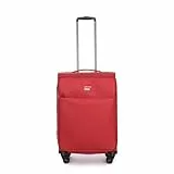 Stratic Light + Koffer Weichschale Reisekoffer Trolley Rollkoffer mittelgroß, TSA Kofferschloss, 4 Rollen, Erweiterbar, Größe M, Rot