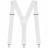 Aomig Hosenträger für Herren, Breit 3,5 cm mit Starken Metall Clips, Einstellbar und Elastisch Y Form, Einheitsgröße für Männer und Damen Arbeitshosen (Weiss)