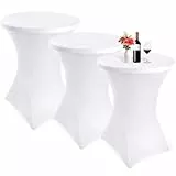 Showgeous 3 Packungen Stretch Stehtisch Husse für Bistrotisch Ø 80-85 cm Cocktail Tisch-Überzug Husse, Verstärkung im Fußbereich, Stretch-Husse Weiß Hussen für Stehtische und Bistrotische(Weiß)