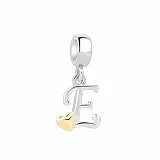 Symretie Damen 925 Sterling Silber Charm Anhänger Buchstaben E Beads Charms Kompatibel mit Europäischen Armbänder und Halskette