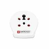 SKROSS | 1.500217-E | India Israel Denmark to Europe | Reiseadapter von Israel, Indien, Dänemark nach Europa - Spannung und Leistung: 100V - 1600W / 250V - 4000W - Schutz vor Stromschlag