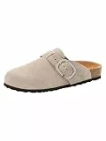 Tamaris Damen Fußbett Pantolette Leder flach, grau, 39 EU