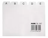HAN Leitkarte Leitregister, Karteiregister, Register A - Z, Für Karteibox, Karteikasten und trog, Polypropylen, 987, Grau, A7