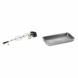 RÖSLE Premium-Drehspieß, Traglast 10 kg & Barbecue Universalschale PRO, Hochwertige Edelstahlschale mit hohem Rand zum Marinieren, Servieren oder als Tropfschale für Gas- und Kohlegrills