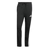 adidas Men's Essential Three Stripes Single Jersey Pant, Black/White, M