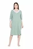 Ulla Popken Women's Nachthemd, Streifenkanten, 3/4-Arm Nightgown, Salbei, 62