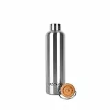 Tatonka Edelstahl Trinkflasche Hot + Cold Stuff Bamboo Lid 1000ml - Unzerbrechliche Isolierflasche mit Bambusdeckel - spülmaschinenfest und BPA-frei - 1l, 4197
