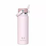 Super Sparrow Trinkflasche Edelstahl 1L - Weiter Öffnung SwivelSip Thermosflasche mit Strohhalm - BPA-frei, Auslaufsicher Trinkflaschen - Ergonomisch Thermoskanne für Sport, Reisen, Outdoor