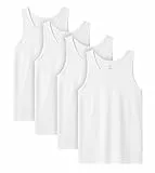 LAPASA Herren 4er Pack Unterhemd 100% Baumwolle Classic Tanktop Atmungsaktiv Rundhals Fitness Achselshirt Muskelshirt M36, Weiß*4, XL
