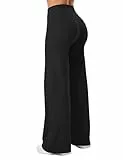 Rapbin Straight Leggings Damen Hohe Taille Flared Yogahose Scrunch Blickdicht Bauchkontrolle Schlaghose Sporthose für Gym Yoga Freizeit Schwarz M