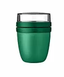 Mepal Müslibecher to go, Klein, praktischer Joghurtbecher to go - Unterteilung für Joghurt & Müsli - Geeignet für Gefrierschrank, Mikrowelle & Spülmaschine - 300 ml + 120 ml - Vivin Green