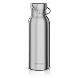 Arendo - Thermo Isolierflasche Edelstahl 500ml - Trinkflasche Thermosflasche doppelwandig - mit Griff an der Oberseite – BPA-frei – auslaufsicher – 24 Stunden kühl halten - 12 Stunden warmhalten