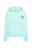 SENSES THE LABEL Hoodie mit 'hi!' Print, Türkis, 80% Baumwolle 20% Polyester, Damen Sweatshirt (DE/NL/SE/PL, Alphanumerisch, XL, XXL, Regular, Regular)
