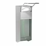 HOUSEHOLD WORLD Eurospender, Seifenspender Wandbefestigung, Soap Dispenser Mit Ellbogendruck Für Desinfektionsmittel Und Handseifen, Weißer Seifenspender, Aluminium, 500 Ml