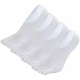 PUTUO Herren Zehensocken Usichtbare Socken: Sneaker Socken Baumwolle mit Fünf Finger für Männer Füßlinge Kurz Sneakersocken mit Anti Rutsch Silikonpad EU 43-46 Paar