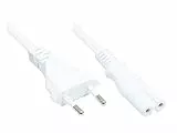 kabelmeister Euro-Netzkabel - 3m, weiß - Netzstecker (gerade) an Euro 8 Buchse (gerade) - für Smart TV, Spielekonsole, Radio, Rasierer, usw. - Qualitätsware vom KABELMEISTER