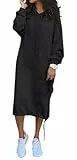 YUTILA Damen Sweatkleid Lange Kapuzenpullover Hoodie Oversize Herbst Frühling Übergangszeit
