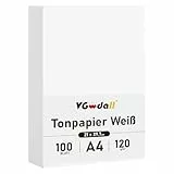 VGOODALL 100 Blatt Tonpapier A4, 50lb/120 g/m² Weiß Papier Fotokarton für Scrapbooking Gestalten von Karten Basteln