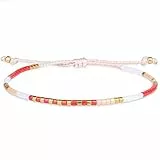 KELITCH Boho-Farbe Kristall Muschel Perlen Freundschaftsarmbänder Handgemachte Strand Armband Armreifen Schmuck Für Frauen (Rot)