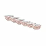 BUTLERS 6er Set Schüssel 520ml Müslischale ORNAMENTS Porzellan Geschirr & Dekoschalen | Bowl Salatschale Suppenschüssel Teller tief | Modern gemustert mit Farbakzent | Mikrowellen- & spülmaschinenfest