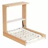 Geuther Wand Wickelregal Wicki I Wickeltisch klappbar inkl. Wickelauflage I Platzsparende Wickelkommode klappbar für Babyzimmer I Wandwickeltisch mit Regalfach I Wickelunterlage abwaschbar | Natur