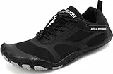 Sixspace Barfussschuhe Damen Outdoor Zehenschuhe Barfußschuhe Herren Traillaufschuhe Atmungsaktiv Leichte Fitnessschuhe Schnell Trocknend Badeschuhe (Schwarz, 43EU)