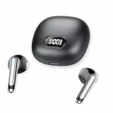 Tukio Bluetooth Kopfhörer, IP7 Wasserdicht Mini ENC Ohrhörer, LED Anzeige, Schwarz