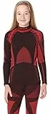 Ladeheid Kinder Mädchen Jungen Thermoaktives Langarm Shirt LASS0008 (Schwarz/Rot, 158-164)