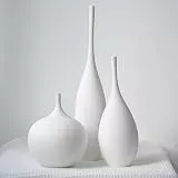 Relexome Weiße Keramik Vasen 3er-Set, Moderne Skandinavische Deko Vasen, Wabi-Sabi Blumenvasen, Boho Home Decor für Pampasgras & Trockenblumen, Matt Minimalistisch für Wohnzimmer, Tisch, Regal