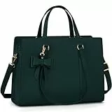 NEWHEY Handtasche Damen Shopper Damen Große Schwarz Tasche Damen Laptoptasche 15.6 Zoll PU Leder Umhängetasche Arbeitstasche für Business Arbeit Schule (Dunkelgrün)