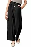 Haloumoning Weite Hose Mädchen Hohe Taille Elastische Paperbag Freizeithose Kinder Einfarbige Lange Hose mit Taschen Schwarz, 13-14 Jahre