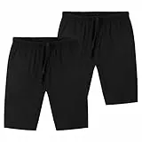 CityComfort Jersey Shorts für Jungen, Kurze Pyjama Hose Sport Shorts mit Seitentaschen und elastischem Bund, 2er-Pack (5/6 Jahre, Schwarz/Schwarz)