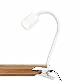 BRILONER - Schreibtischlampe mit Kabelschalter, Warmweiße Lichtfarbe, schwenkbar, Stecker, Leselampe, Klemmlampe, Klemmleuchte, Nachttischlampe, Leselicht Kinder, Bürolampe, 40cm hoch, Weiß