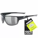 Uvex sportstyle 230 - Sportbrille für Damen und Herren - starker Schutz vor Sonnenstrahlung - 100% UVA-, B, C Schutz - black matt/silver - one size