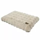 BingoPaw Hundebett mittelgroße Hunde waschbar: Hundekissen flauschig Hundematte für kleine Hund, wasserdicht Hundematratze mit abnehmbar Plüsch Bezug und rutschfest Unterseite, Beige, 76x51x10 cm