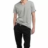 REPLAY Herren T-Shirt Kurzarm mit V-Ausschnitt, Light Grey Melange M08 (Grau), L
