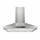 FIREGAS Dunstabzugshaube 60 cm, 335m³/h Wandhaube mit Touch-Bedienung und LED-Beleuchtung, Abluft und Umluft Dunstabzug mit 3 Leistungsstufen Energieklasse A, leise, Edelstahl