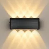 GeyouLux LED Wandleuchte Innen IP65, 8W Wandlampe mit 8 Lichtquellen, 2700K Warmweiß Außenwandleuchte, Moderne Design LED Wandbeleuchtung für Wohnzimmer Schlafzimmer Flur Balkon Treppenhaus, Schwarz